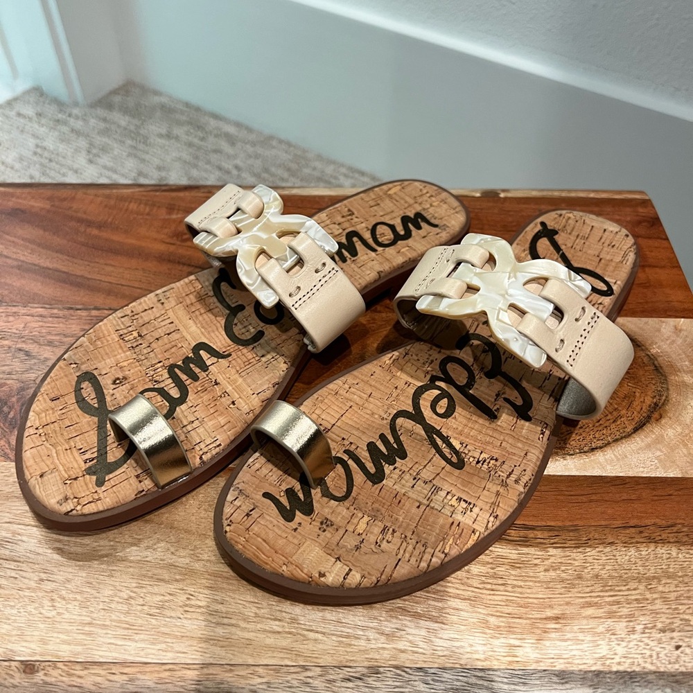 Like New! Never Worn. Sam Edelman Cork Sandals with Cream Straps.